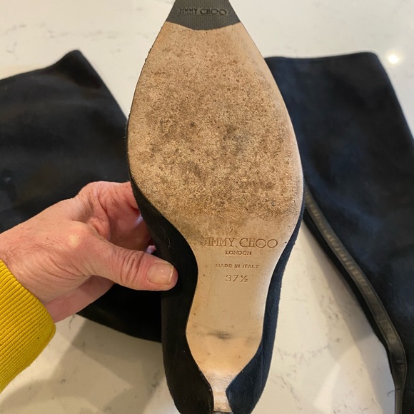 Discounted Shipping! Jimmy Choo Stretch black Suede Pull On Boot- Kitten heel - Picture 16 of 16